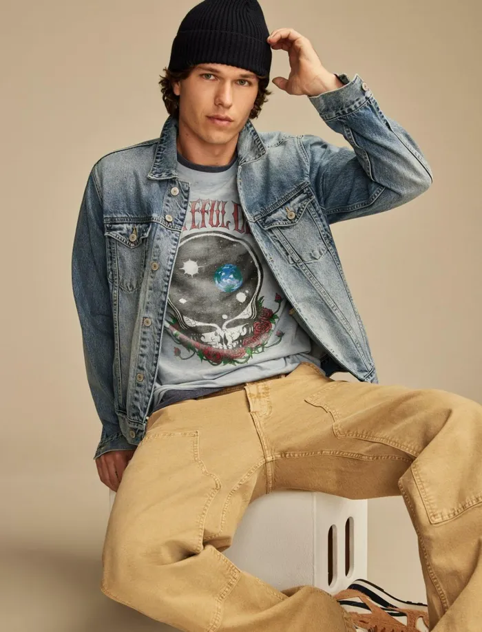 Grateful Dead Space Faded Denim Men Lucky Brand Graphic Tees