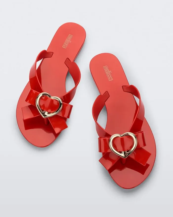 Harmonic Heart Red Women Melissa Flip Flops