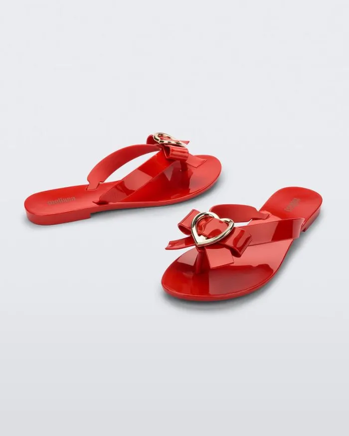 Harmonic Heart Red Women Melissa Flip Flops