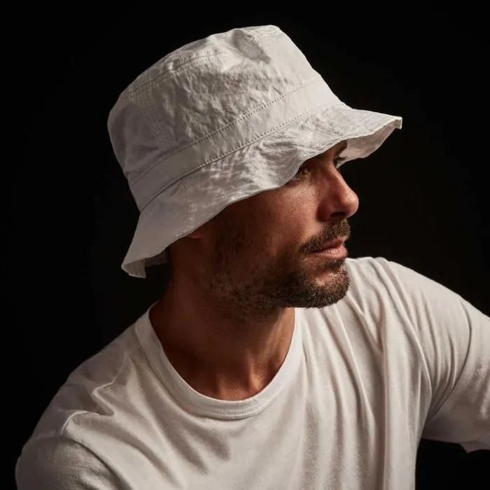 Hats Men James Perse Cotton Metal Poplin Bucket Hat White