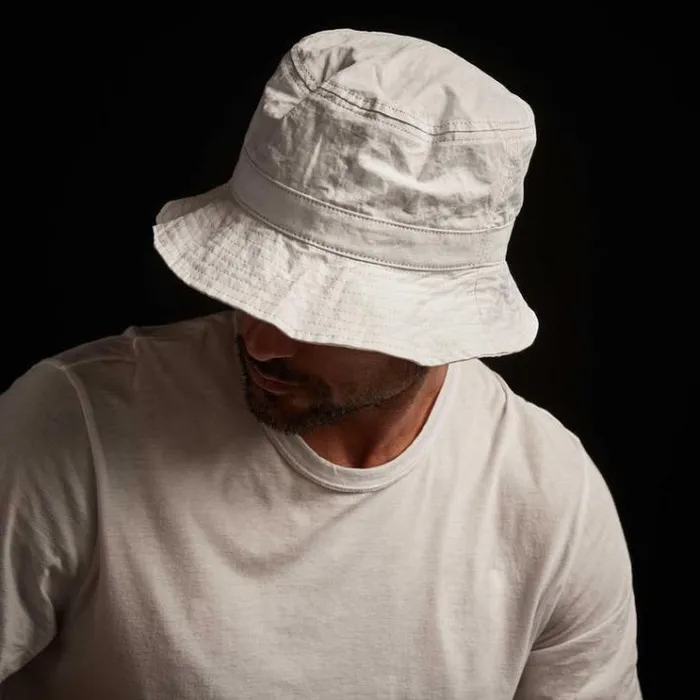Hats Men James Perse Cotton Metal Poplin Bucket Hat White