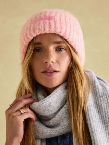 Hats Women Joules Pink Beanie Hat