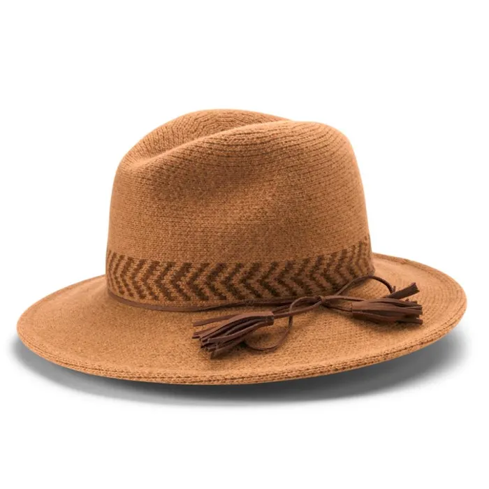 Hats Women Orvis Womens WoolBlend Knit Panama Hat Camel