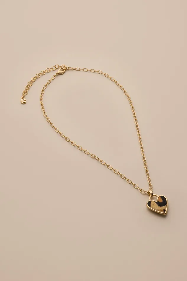 Heart Leopard Necklace Gold Women Lucky Brand Jewelry