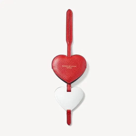 Heart Mirror Handbag Charm Cardinal Red Pebble Women Aspinal Of London Key Rings Heart Mirror Handbag Charm Cardinal Red Pebble Women Aspinal Of London Key Rings