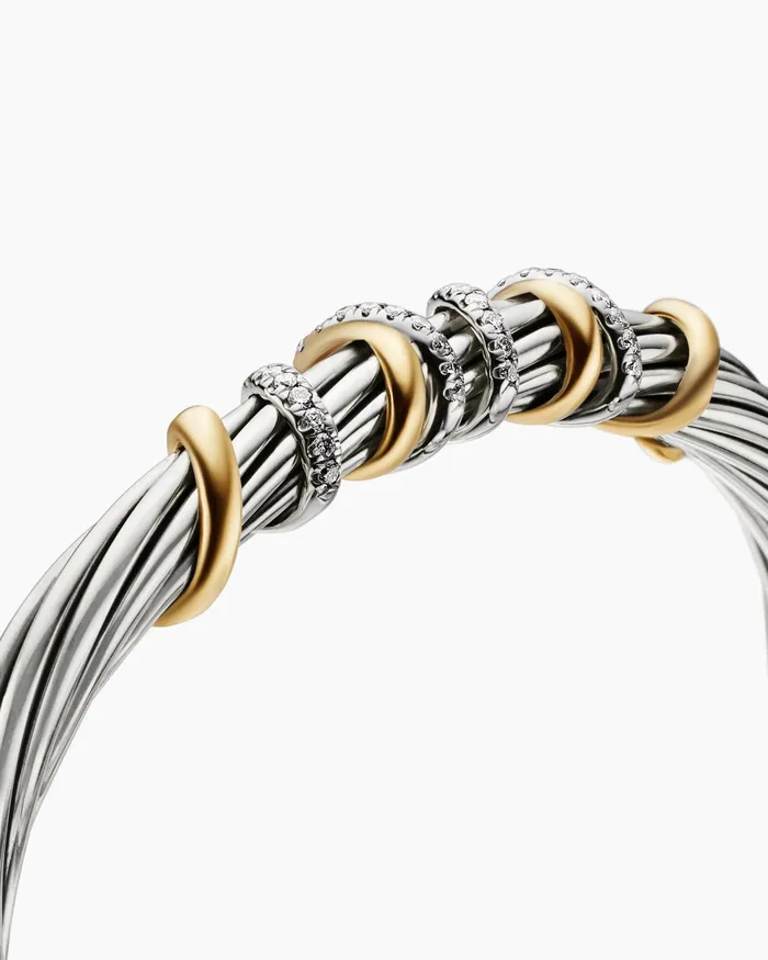 Helena Center Station Bracelet In Sterling Silver With 18K Yellow Gold And Diamonds 6mm Women David Yurman Cuff Helena Center Station Bracelet In Sterling Silver With 18K Yellow Gold And Diamonds 6mm Women David Yurman Cuff