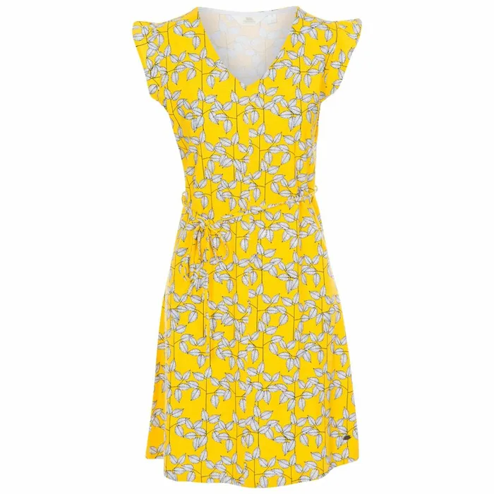 Holly Short Sleeve Dress Sunshine Leaf Print Women Trespass Skirts and Dresses Holly Short Sleeve Dress Sunshine Leaf Print Women Trespass Skirts and Dresses
