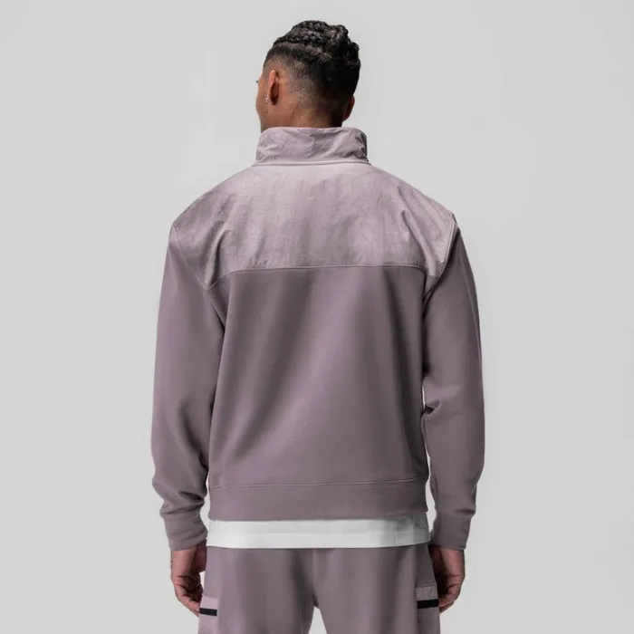 Hoodies and Sweatshirts Men ASRV TechTerry Paneled Quarter Zip Moonscape 034wave Dye034
