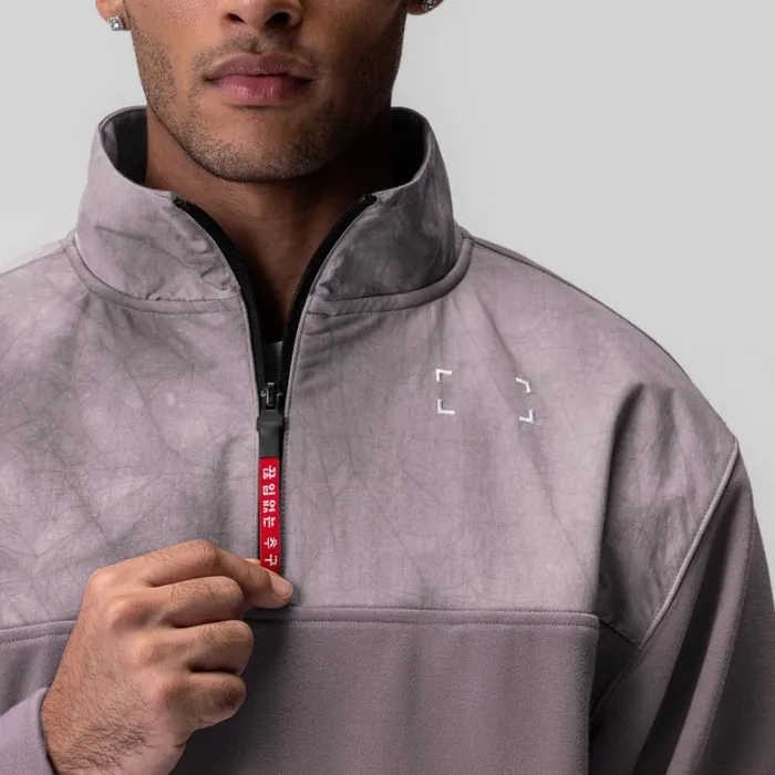 Hoodies and Sweatshirts Men ASRV TechTerry Paneled Quarter Zip Moonscape 034wave Dye034