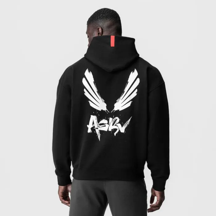 Hoodies and Sweatshirts Men ASRV TechTerry Zip Pocket Hoodie Black 034brush Wingsasrv034