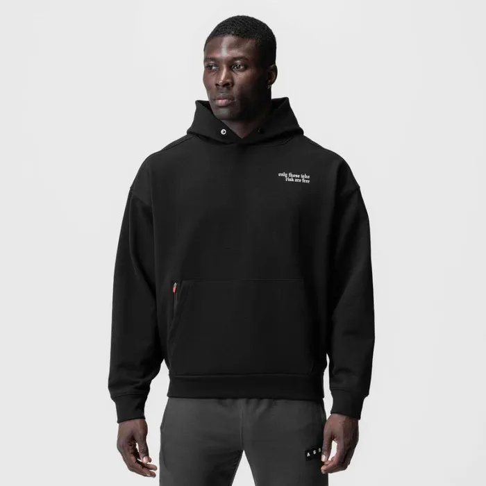 Hoodies and Sweatshirts Men ASRV TechTerry Zip Pocket Hoodie Black 034brush Wingsasrv034