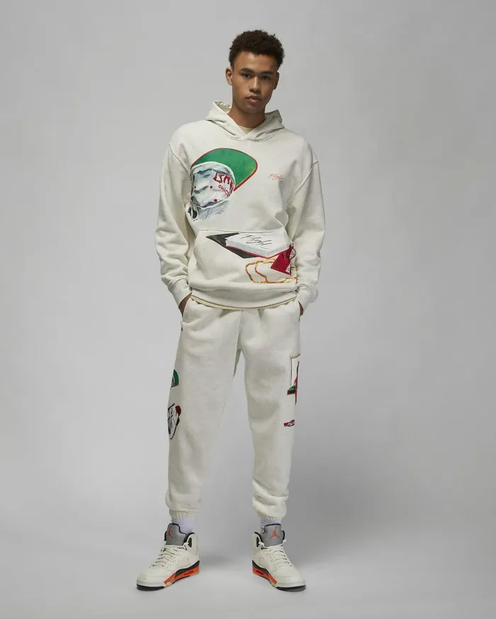 Hoodies And Sweatshirts Men Nike Jordan Artist Series By Jacob Rochester Oatmeal Heathersailuniversity Red