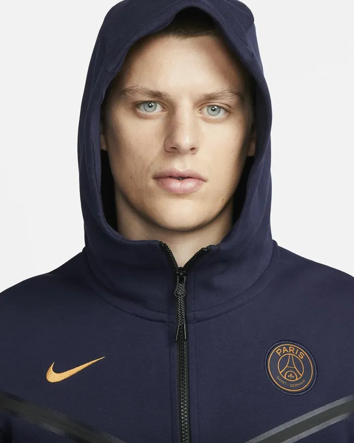 Hoodies And Sweatshirts Men Nike Paris SaintGermain Tech Fleece Windrunner Blackened Bluegold Suede