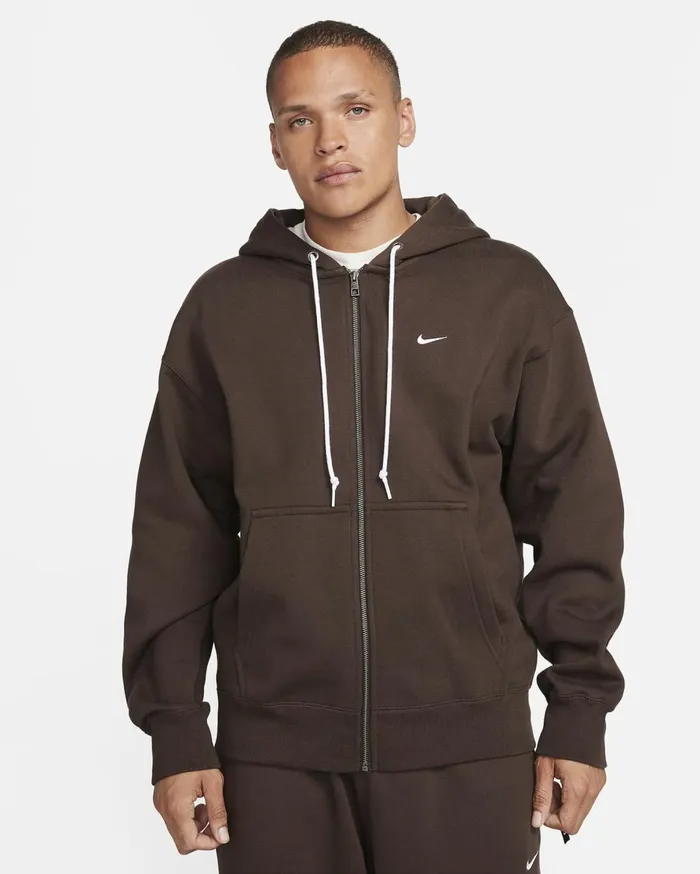 Hoodies And Sweatshirts Men Nike Solo Swoosh Baroque Brownwhite