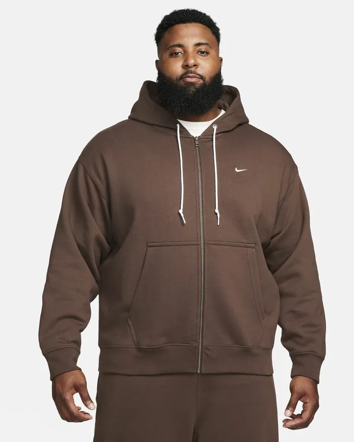 Hoodies And Sweatshirts Men Nike Solo Swoosh Baroque Brownwhite