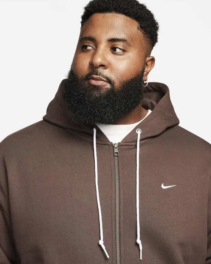 Hoodies And Sweatshirts Men Nike Solo Swoosh Baroque Brownwhite