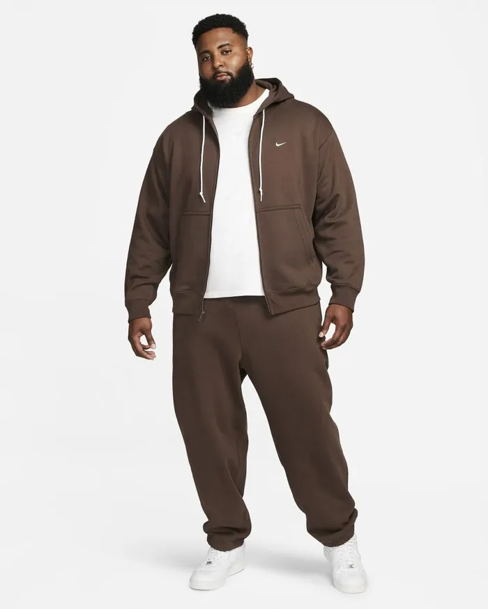 Hoodies And Sweatshirts Men Nike Solo Swoosh Baroque Brownwhite