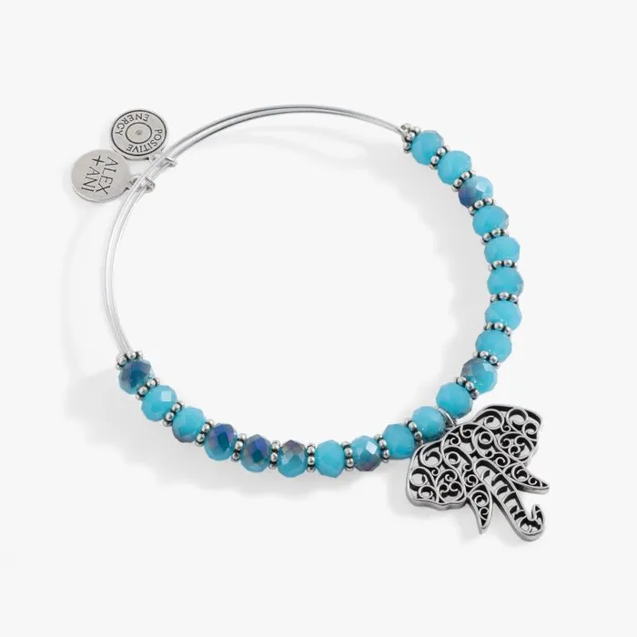 Iconic Women Alex And Ani Beaded Filigree Elephant Bangle Silver