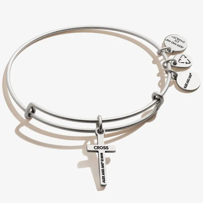 Iconic Women Alex And Ani Cross Charm Bangle Rafaelian Silver