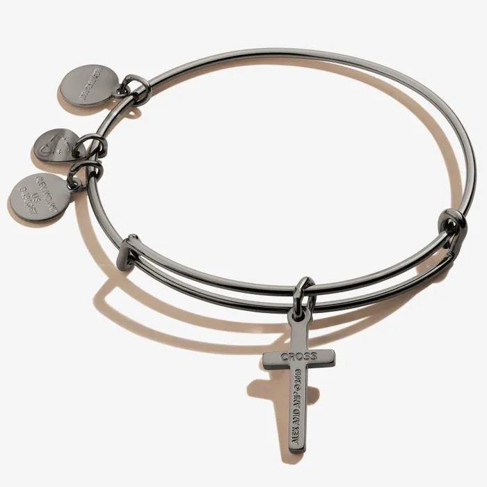 Iconic Women Alex And Ani Cross Charm Bangle Rafaelian Silver