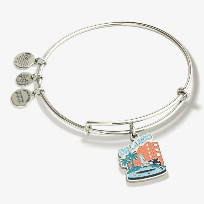 Iconic Women Alex And Ani Orlando Charm Bangle Bracelet Shiny Gold