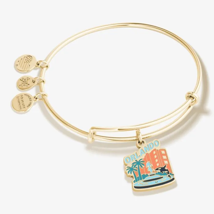 Iconic Women Alex And Ani Orlando Charm Bangle Bracelet Shiny Gold