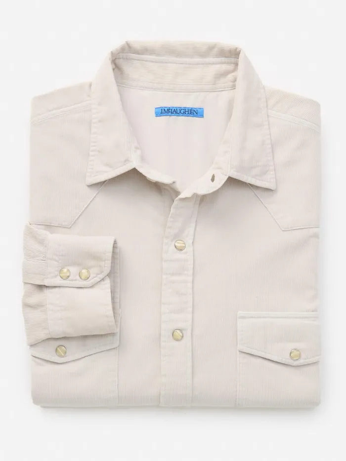 JMclaughlin Ace High Woven Cord Shirt Pumice Men Shirts