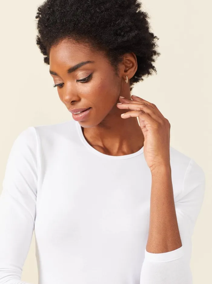 JMclaughlin Allie Long Sleeve Tee White Women Shirts and Tops