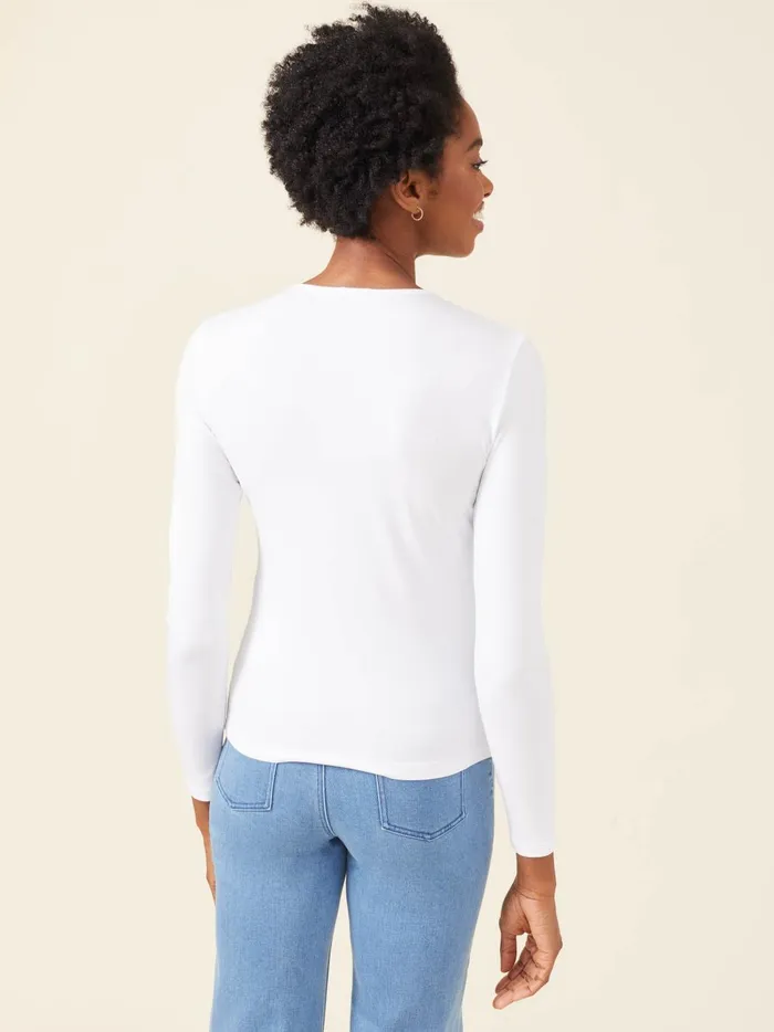 JMclaughlin Allie Long Sleeve Tee White Women Shirts and Tops