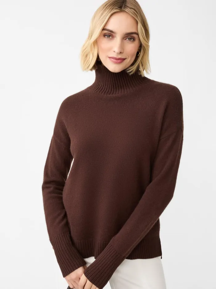 JMclaughlin Dina Cashmere Turtleneck Chocolate Brown Women Sweaters JMclaughlin Dina Cashmere Turtleneck Chocolate Brown Women Sweaters