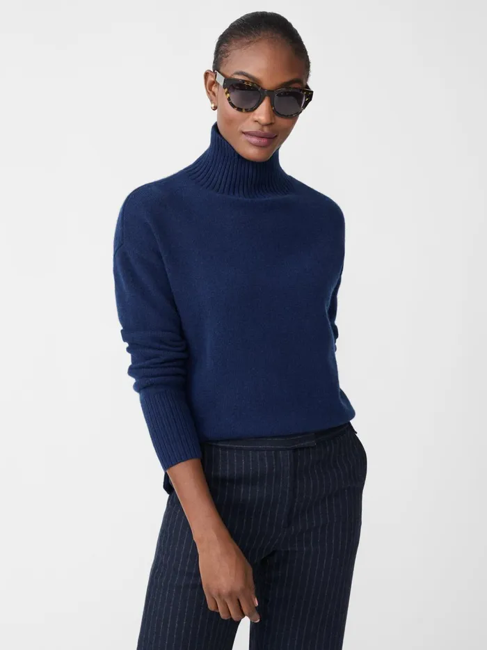 JMclaughlin Dina Cashmere Turtleneck Classic Navy Women Sweaters JMclaughlin Dina Cashmere Turtleneck Classic Navy Women Sweaters