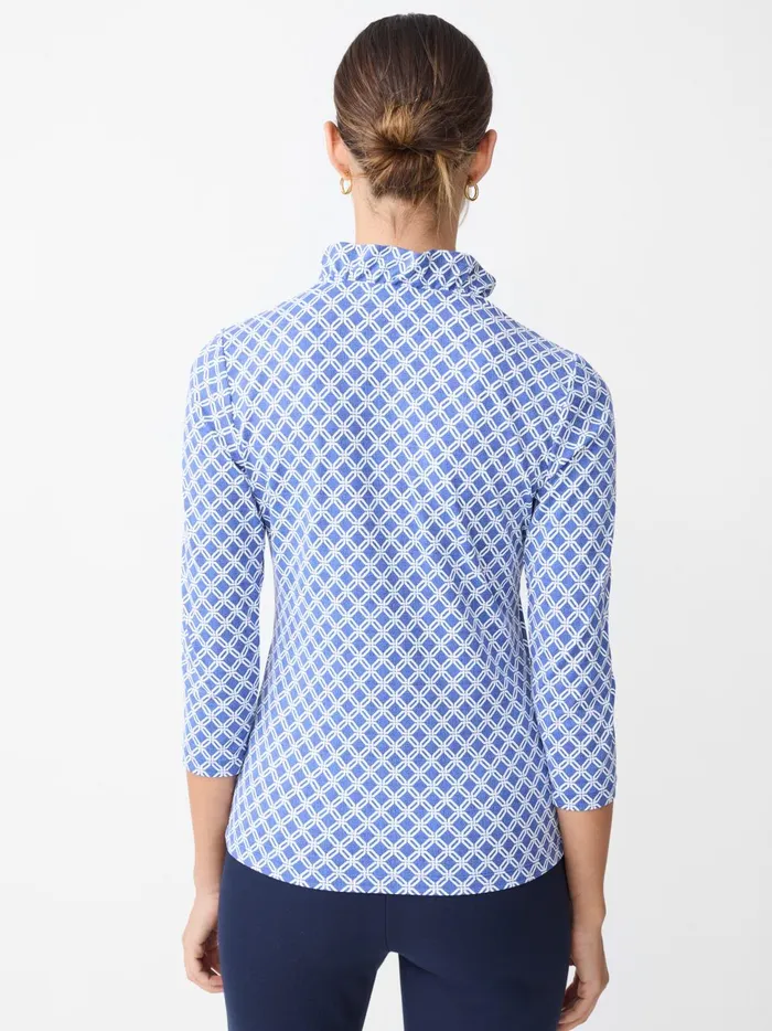 JMclaughlin Durham Ruffle Top In Happy Hour Dark Bluewhite Women Shirts and Tops JMclaughlin Durham Ruffle Top In Happy Hour Dark Bluewhite Women Shirts and Tops