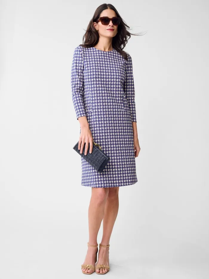 JMclaughlin Georgiana Dress In Mini Paris Houndstooth Navycream Women Dresses JMclaughlin Georgiana Dress In Mini Paris Houndstooth Navycream Women Dresses