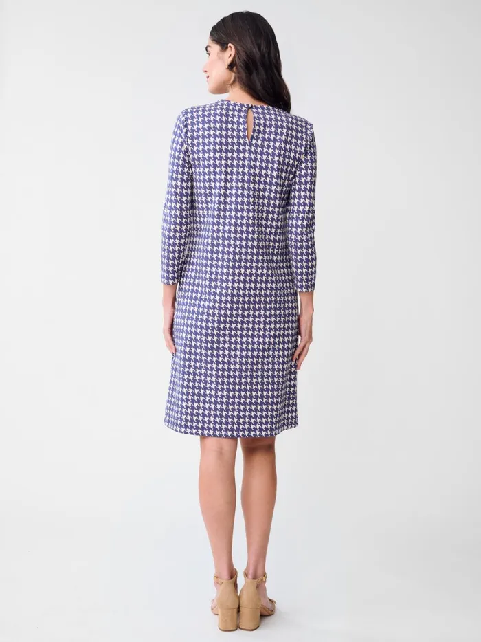 JMclaughlin Georgiana Dress In Mini Paris Houndstooth Navycream Women Dresses JMclaughlin Georgiana Dress In Mini Paris Houndstooth Navycream Women Dresses