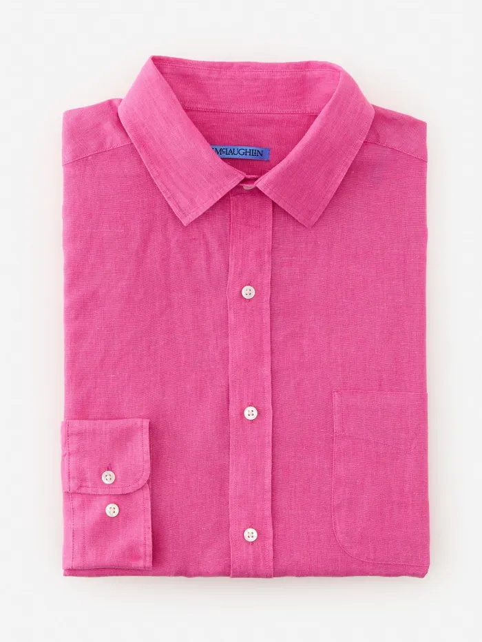 JMclaughlin Gramercy Classic Fit Linen Shirt Pink Men Shirts
