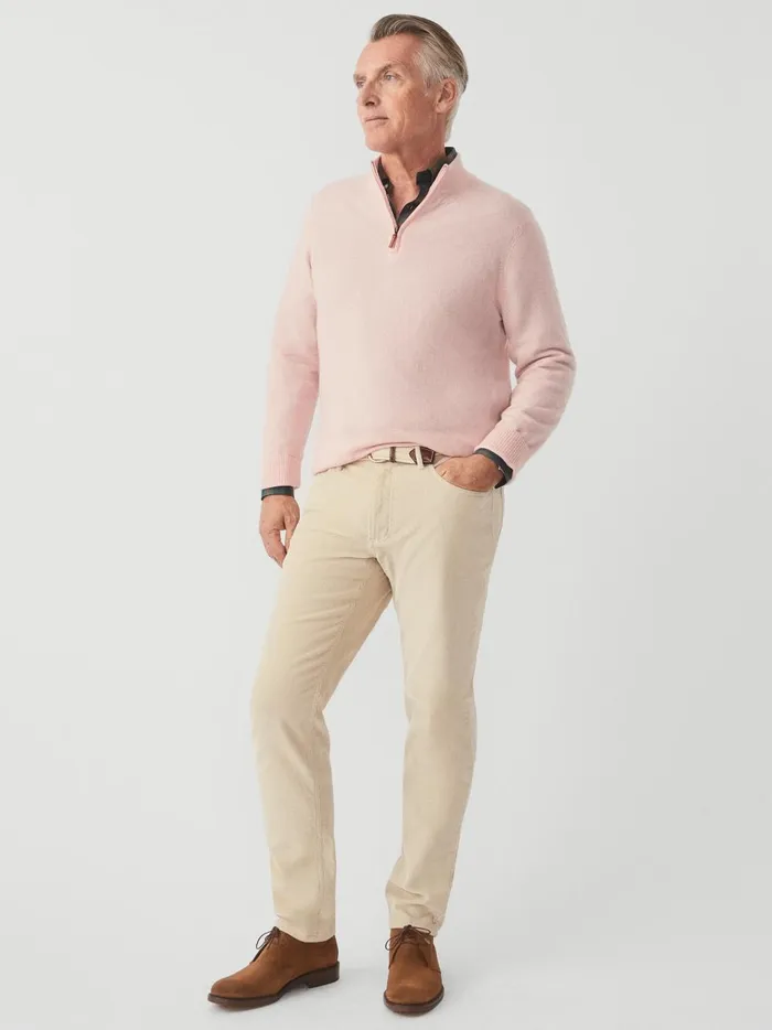 JMclaughlin Henry Cashmere 14 Zip Heather Pink Men Sweaters