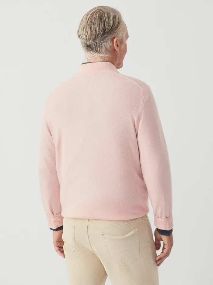 JMclaughlin Henry Cashmere 14 Zip Heather Pink Men Sweaters