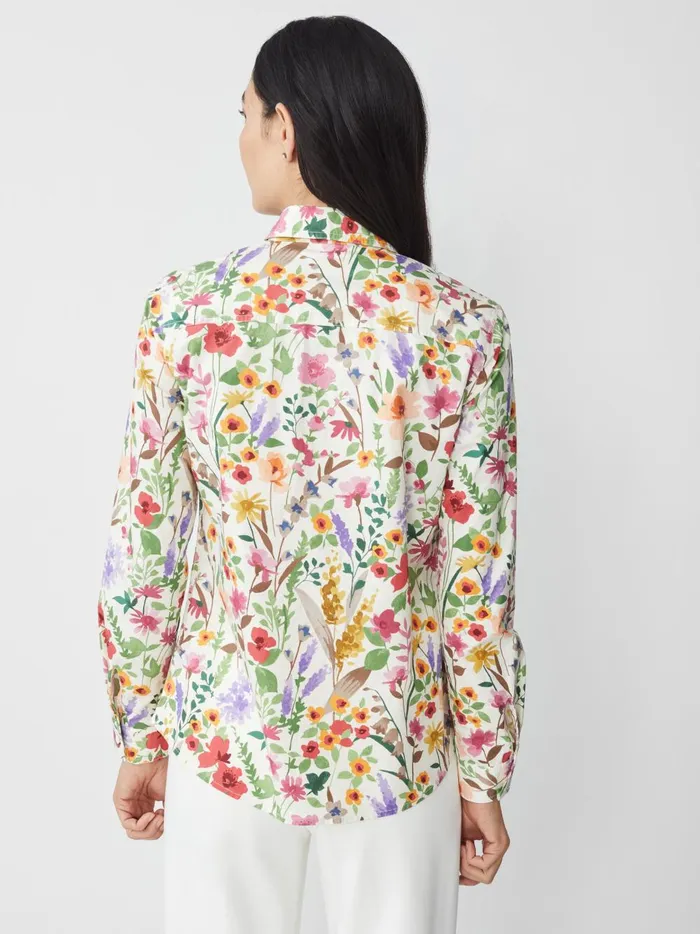 JMclaughlin Lois Shirt In Watercolor Petals Off Whitemulti Women Shirts and Tops JMclaughlin Lois Shirt In Watercolor Petals Off Whitemulti Women Shirts and Tops