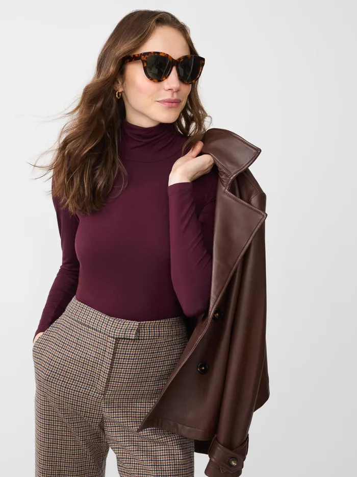 JMclaughlin Nadia Turtleneck Burgundy Women Shirts and Tops
