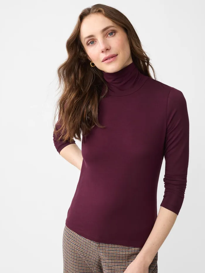 JMclaughlin Nadia Turtleneck Burgundy Women Shirts and Tops