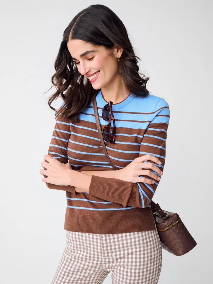 JMclaughlin Poet Sweater In Stripe Bluebrown Women Sweaters