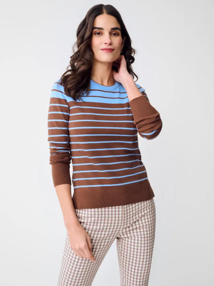 JMclaughlin Poet Sweater In Stripe Bluebrown Women Sweaters