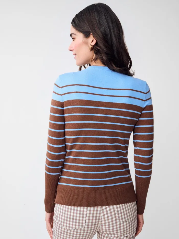 JMclaughlin Poet Sweater In Stripe Bluebrown Women Sweaters