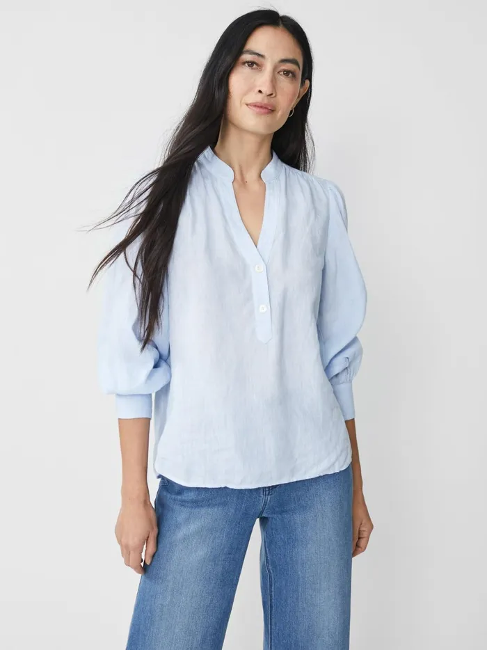 JMclaughlin Rashell Linen Blouse Sky Blue Women Shirts and Tops JMclaughlin Rashell Linen Blouse Sky Blue Women Shirts and Tops
