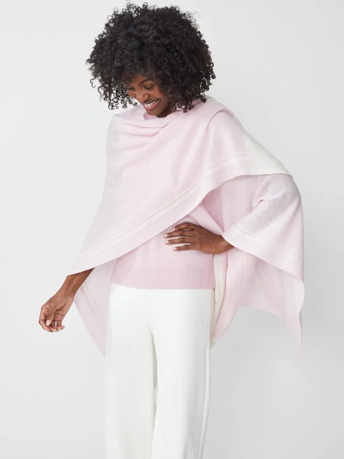 JMclaughlin Saara Cashmere Wrap In Color Block Pale Pinkoff White Women Jackets and Outerwear JMclaughlin Saara Cashmere Wrap In Color Block Pale Pinkoff White Women Jackets and Outerwear