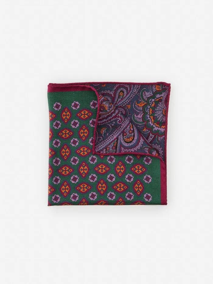 JMclaughlin Silk Pocket Square In Paisley Purplemulti Men Pocket Squares