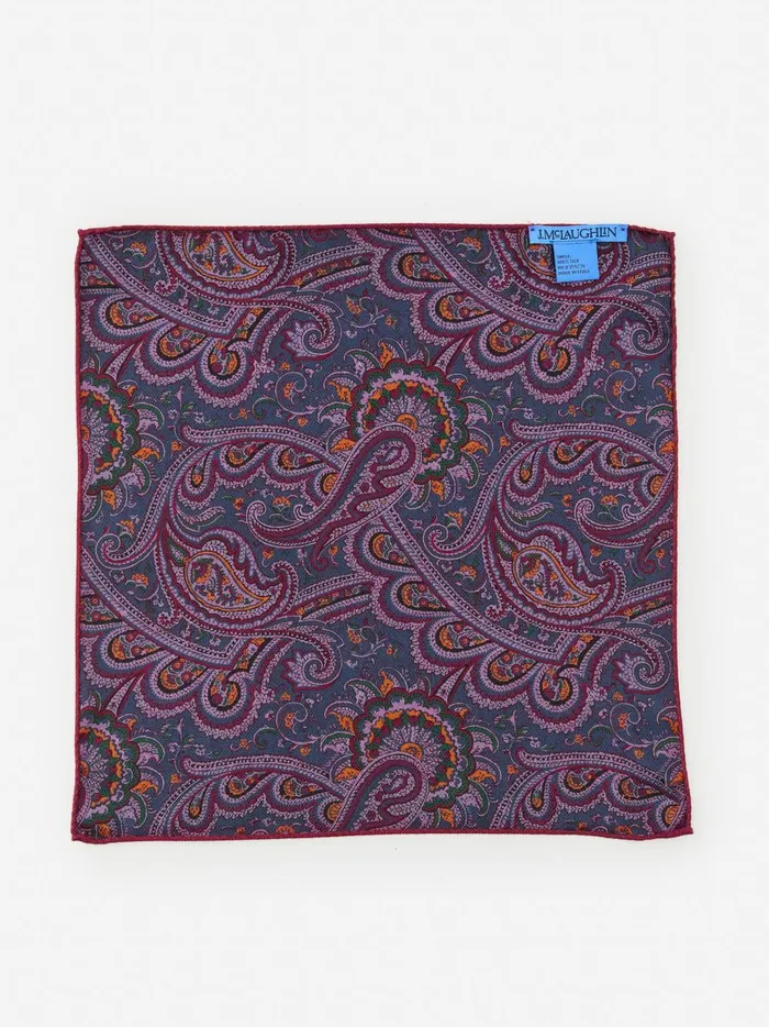 JMclaughlin Silk Pocket Square In Paisley Purplemulti Men Pocket Squares JMclaughlin Silk Pocket Square In Paisley Purplemulti Men Pocket Squares