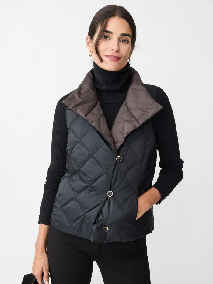 JMclaughlin Vivian Reversible Puffer Vest Blackdeep Brown Women Jackets and Outerwear JMclaughlin Vivian Reversible Puffer Vest Blackdeep Brown Women Jackets and Outerwear