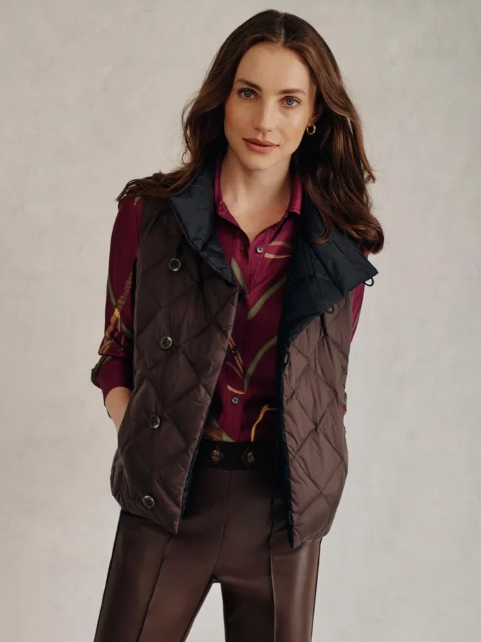 JMclaughlin Vivian Reversible Puffer Vest Blackdeep Brown Women Jackets and Outerwear JMclaughlin Vivian Reversible Puffer Vest Blackdeep Brown Women Jackets and Outerwear