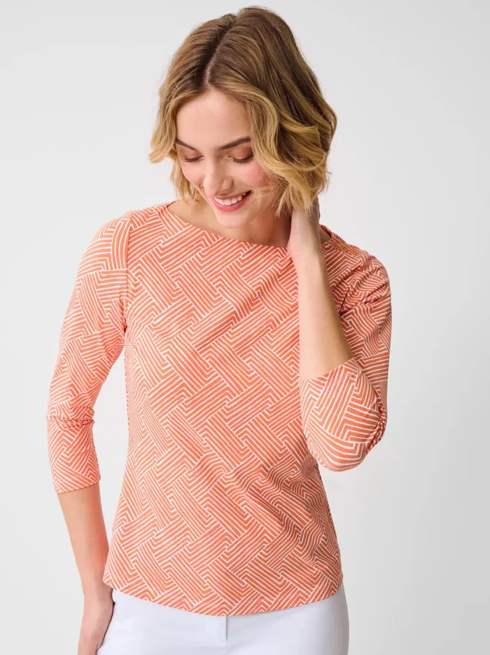 JMclaughlin Wavesong Tee In Volley Whiteorangepink Women Shirts and Tops